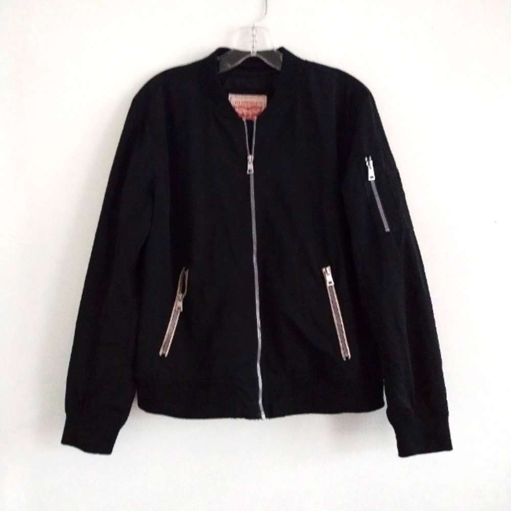 Levi's Lightweight Zip-Detail Bomber Black Jacket L - Picture 2 of 9